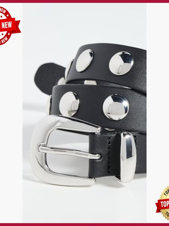 Large Leather Belt with Silver Buckle, Western Style, 1.25in Width